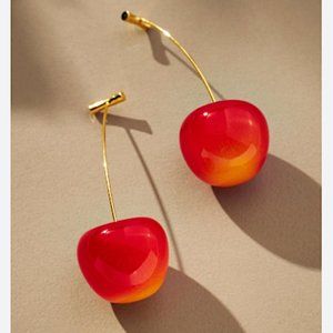 NEW ~ Anthropologie Cherry Drop Peach Color Earrings